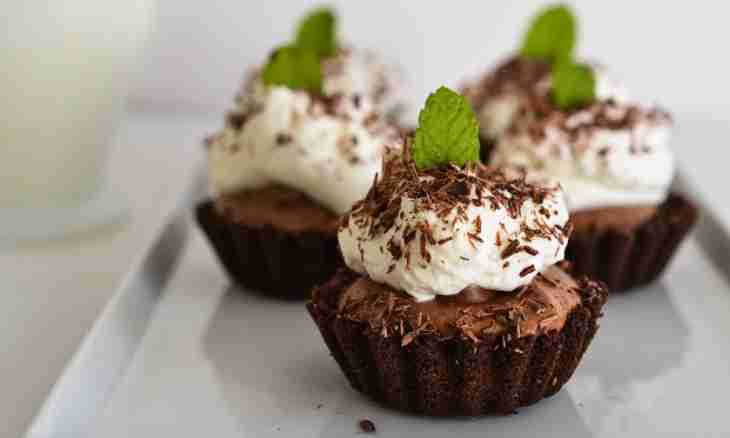 Chocolate tartlets with cottage cheese cream